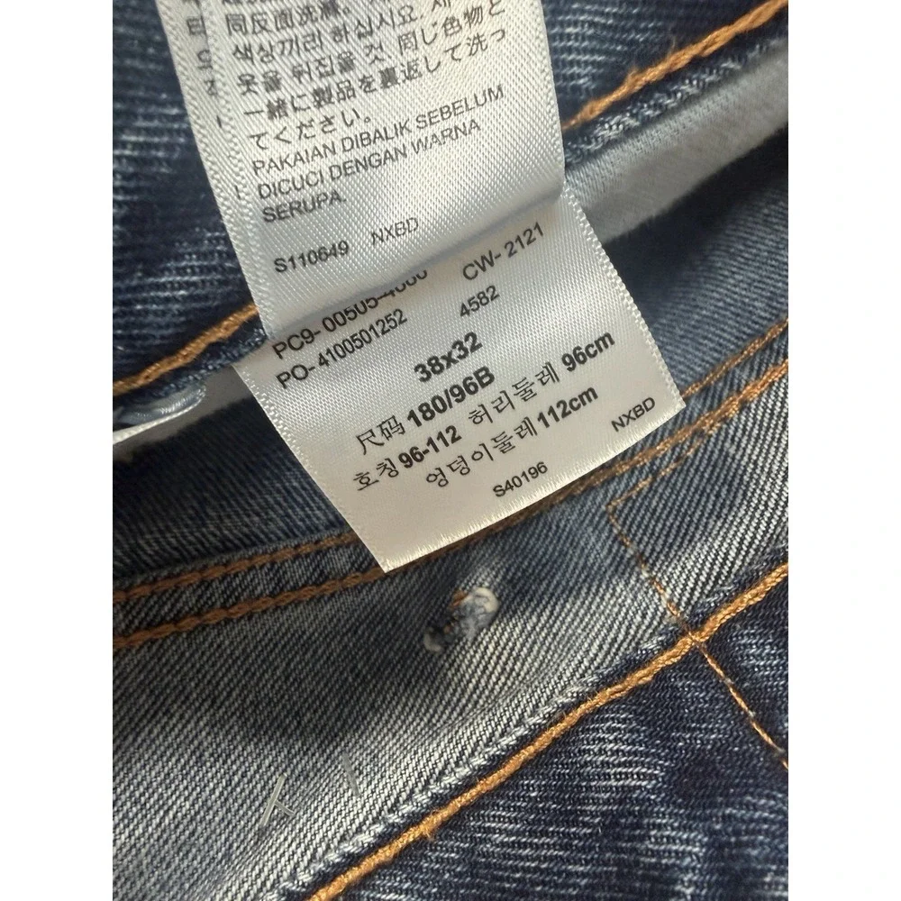Levi's 505 Regular Fit Jeans Mens 38x32 Blue Straight Leg Denim Pants Red Tab